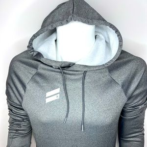 HURLEY POLY FLEECE PULLOVER WITH HOODIE, SIZE MEDIUM, CHARCOAL, WITH 2 POCKETS